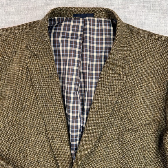 Jos A Bank 1905 Wool Tweed Sport Coat Blazer Men 48R Brown Elbow Patch Academia